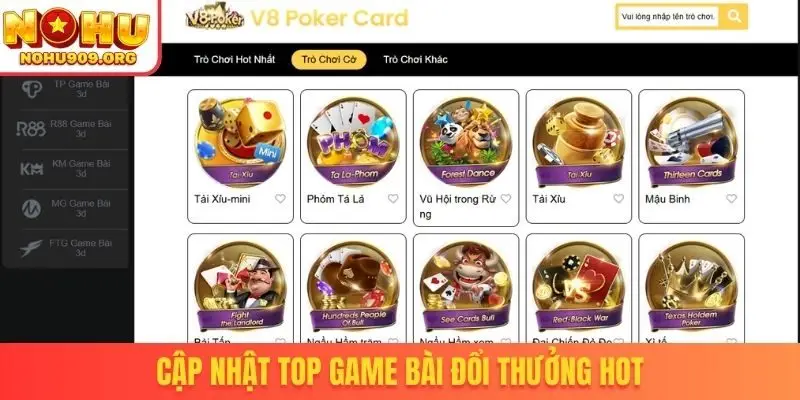Cập nhật top game bài đổi thưởng hot