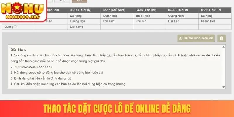 Thao tác đặt cược lô đề online dễ dàng
